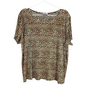 Poet Animal Print Leopard Top XL Tan Safari Jungle Neutral Minimalist Classic